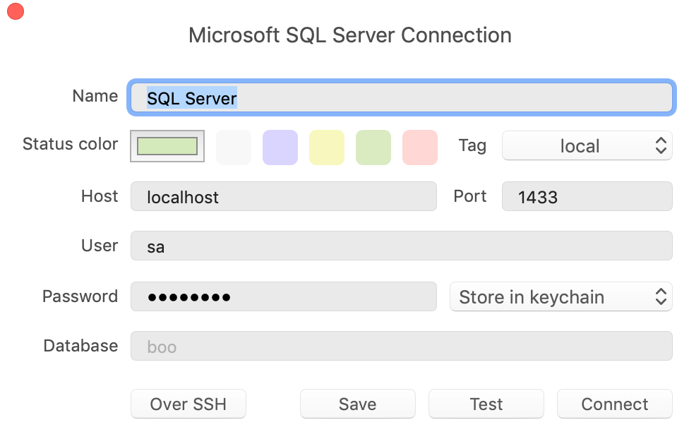 tableplus create local database